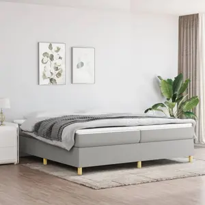 vidaXL Sommier à lattes de lit avec matelas Gris clair 200x200cm Tissu pas cher