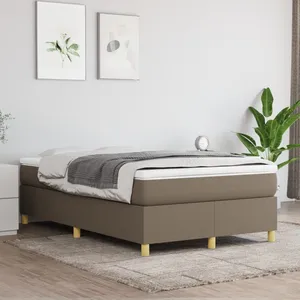 vidaXL Sommier à lattes de lit avec matelas Taupe 120x200 cm Tissu pas cher
