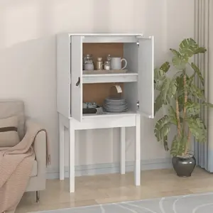 vidaXL Buffet haut Blanc 60x40x120 cm Bois massif de pin pas cher