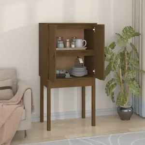 vidaXL Buffet haut Marron miel 60x40x120 cm Bois massif de pin pas cher