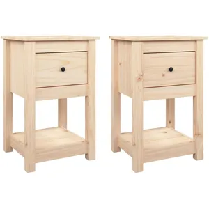 vidaXL Tables de chevet 2 pcs 40x35x61,5 cm Bois de pin massif pas cher