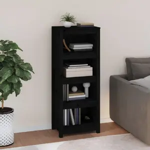 Comparateur de prix : vidaXL Bibliothèque Noir 50x35x125,5 cm Bois de pin massif