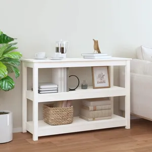 Comparateur de prix : vidaXL Table console Blanc 110x40x74 cm Bois massif de pin
