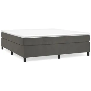 vidaXL Sommier à lattes de lit et matelas Gris foncé 200x200cm Velours pas cher