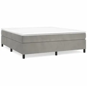 vidaXL Sommier à lattes de lit et matelas Gris clair 160x200cm Velours pas cher