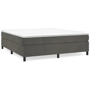vidaXL Sommier à lattes de lit et matelas Gris foncé 160x200cm Velours pas cher