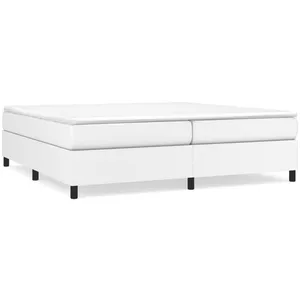 vidaXL Sommier à lattes de lit avec matelas Blanc 200x200cm Similicuir pas cher