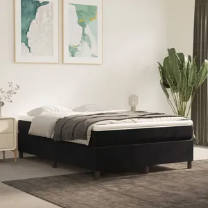 vidaXL Sommier à lattes de lit avec matelas Noir 140x190 cm Velours