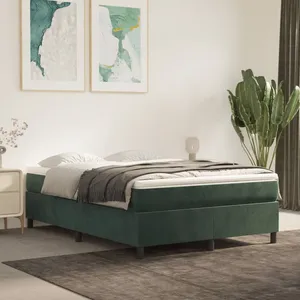 vidaXL Sommier à lattes de lit et matelas Vert foncé 140x190cm Velours pas cher