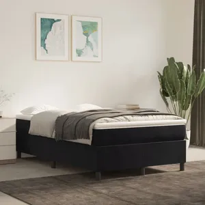 vidaXL Sommier à lattes de lit avec matelas Noir 120x200 cm Velours pas cher