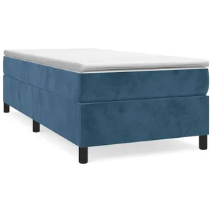 vidaXL Sommier à lattes de lit et matelas Bleu foncé 80x200 cm Velours pas cher