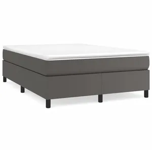 vidaXL Sommier à lattes de lit avec matelas Gris 160x200 cm Similicuir pas cher