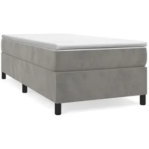 vidaXL Sommier à lattes de lit et matelas Gris clair 90x200 cm Velours pas cher