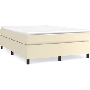 vidaXL Sommier à lattes de lit avec matelas Crème 140x190cm Similicuir pas cher