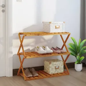 Comparateur de prix : vidaXL Étagère pliable à 3 niveaux Marron 70x31x63 cm Bois d'acacia