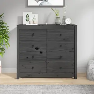 vidaXL Armoire latérale Gris 100x40x90 cm Bois de pin massif pas cher
