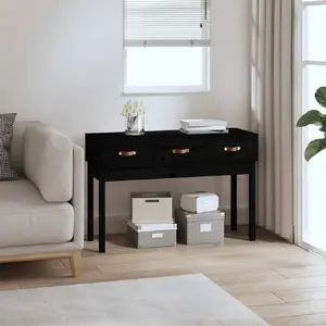 Comparateur de prix : vidaXL Table console Noir 114x40x75 cm Bois massif de pin