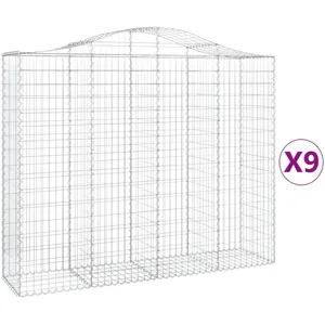 vidaXL Paniers à gabions arqués 9 pcs 200x50x160/180 cm Fer galvanisé pas cher