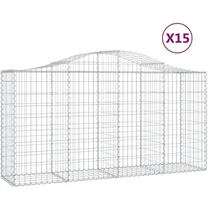 vidaXL Paniers à gabions arqués 15 pcs 200x50x100/120 cm fer galvanisé