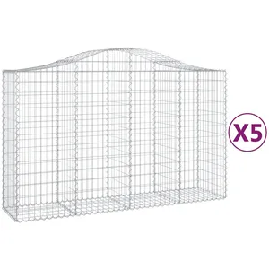 vidaXL Paniers à gabions arqués 5 pcs 200x50x120/140 cm Fer galvanisé pas cher
