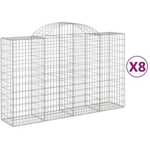vidaXL Paniers à gabions arqués 8 pcs 200x50x120/140 cm Fer galvanisé pas cher