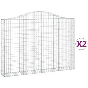 vidaXL Paniers à gabions arqués 2 pcs 200x30x140/160 cm Fer galvanisé pas cher