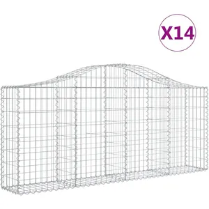 Comparateur de prix : vidaXL Paniers à gabions arqués 14 pcs 200x30x80/100 cm Fer galvanisé