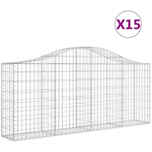 Comparateur de prix : vidaXL Paniers à gabions arqués 15 pcs 200x30x80/100 cm Fer galvanisé