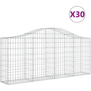 Comparateur de prix : vidaXL Paniers à gabions arqués 30 pcs 200x30x80/100 cm Fer galvanisé