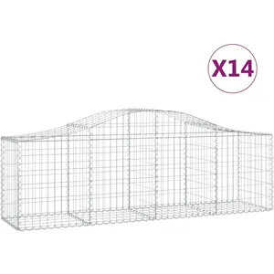 Comparateur de prix : vidaXL Paniers à gabions arqués 14 pcs 200x50x60/80 cm fer galvanisé