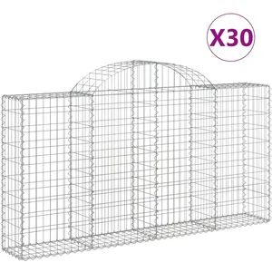vidaXL Paniers à gabions arqués 30 pcs 200x30x100/120 cm Fer galvanisé pas cher