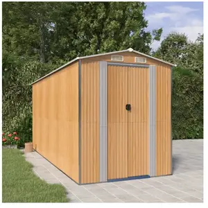 vidaXL Abri de jardin Marron clair 192x440x223 cm Acier galvanisé pas cher