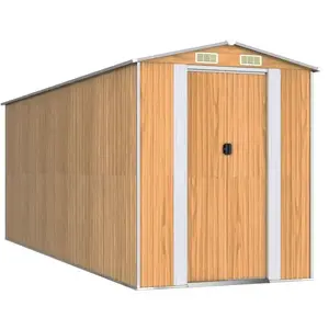 vidaXL Abri de jardin Marron clair 192x523x223 cm Acier galvanisé pas cher