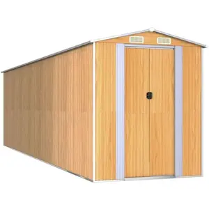 vidaXL Abri de jardin Marron clair 192x689x223 cm Acier galvanisé pas cher