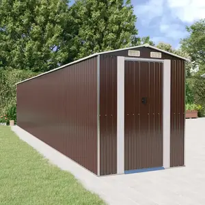 Comparateur de prix : vidaXL Abri de jardin Marron foncé 192x1021x223 cm Acier galvanisé