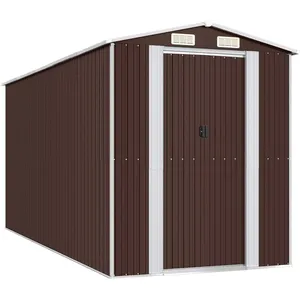 vidaXL Abri de jardin Marron foncé 192x440x223 cm Acier galvanisé pas cher