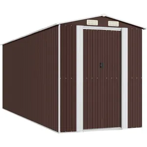 vidaXL Abri de jardin Marron foncé 192x523x223 cm Acier galvanisé pas cher