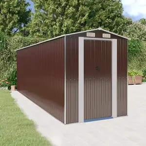 vidaXL Abri de jardin Marron foncé 192x606x223 cm Acier galvanisé pas cher