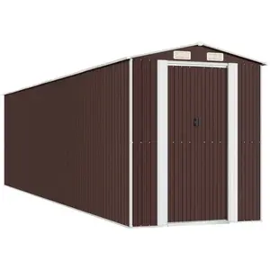 vidaXL Abri de jardin Marron foncé 192x772x223 cm Acier galvanisé pas cher