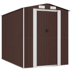 vidaXL Abri de jardin Marron foncé 192x274x223 cm Acier galvanisé pas cher