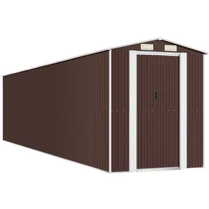 vidaXL Abri de jardin Marron foncé 192x855x223 cm Acier galvanisé pas cher