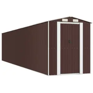 vidaXL Abri de jardin Marron foncé 192x938x223 cm Acier galvanisé pas cher