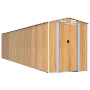 vidaXL Abri de jardin Marron clair 192x938x223 cm Acier galvanisé pas cher
