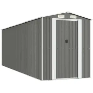 vidaXL Abri de jardin Gris clair 192x606x223 cm Acier galvanisé pas cher