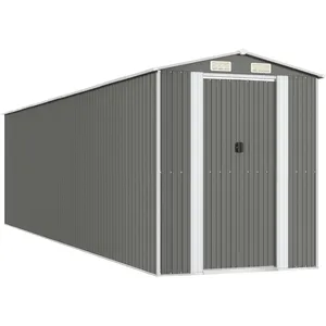 vidaXL Abri de jardin Gris clair 192x772x223 cm Acier galvanisé pas cher