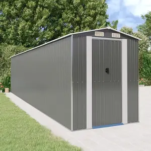 vidaXL Abri de jardin Gris clair 192x855x223 cm Acier galvanisé pas cher