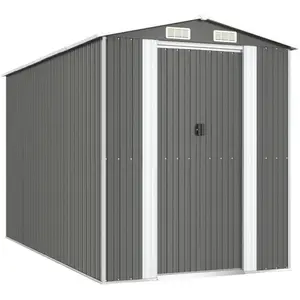 vidaXL Abri de jardin Gris clair 192x357x223 cm Acier galvanisé pas cher