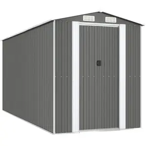 vidaXL Abri de jardin Gris clair 192x440x223 cm Acier galvanisé pas cher