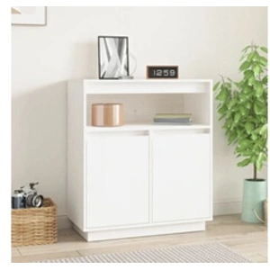 vidaXL Buffet Blanc 70x34x80 cm Bois massif de pin pas cher