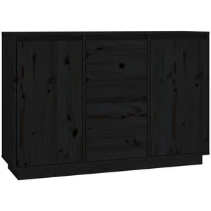 vidaXL Buffet Noir 111x34x75 cm Bois massif de pin
